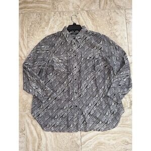 Lauren Ralph Lauren Paisley‎ Cotton Silk Blend Button Front Long Sleeve 2X